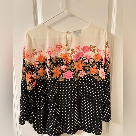 Talbots Black and White Boxy 3/4 Sleeve Blouse - Picture 5 of 6